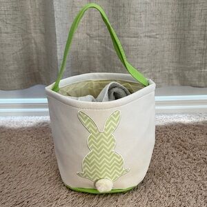 Easter Bunny Basket with Green Handle